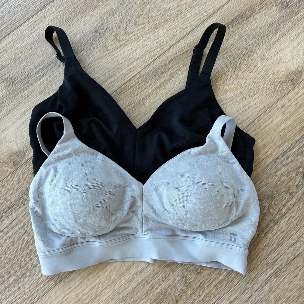 Tommy John Second Skin Triangle Bralette Set of 2 Womens L A-C Black Gray Lace